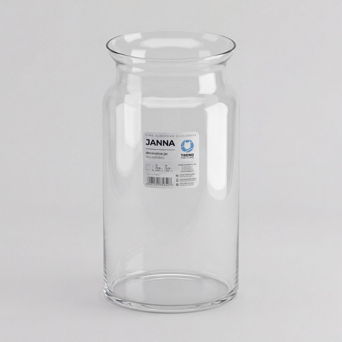 Jarrón JANNA cristal 29,5x16x16cm marca TREND GLASS