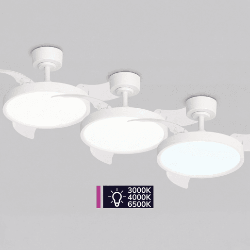 Ventoinha de teto JULIA S retrĂ¡til LED com motor DC Ventoinha de teto JULIA S retrĂ¡til LED com motor DC