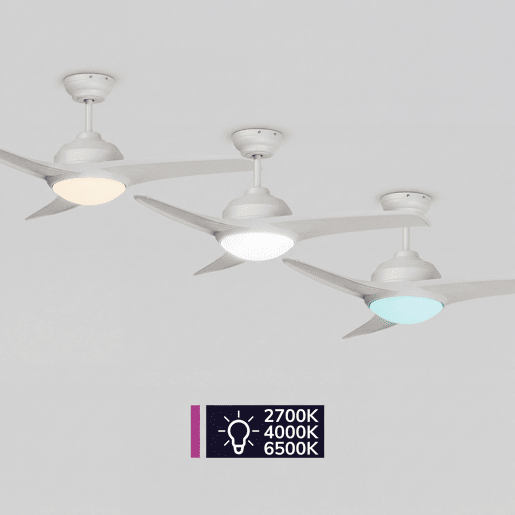 Ventoinha de teto GLADES com pás LED motor DC