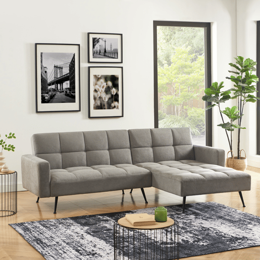 Chaise longue com cama FLO reversível 3 lugares cinza