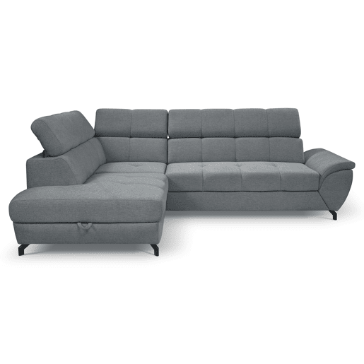Sofá de canto com cama BENIX esquerda 4 lugares cinza