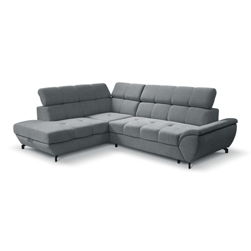 Sofá de canto com cama BENIX esquerda 4 lugares cinza