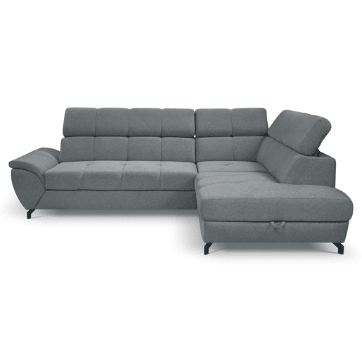 Sofá de canto com cama BENIX dereita 4 lugares cinza