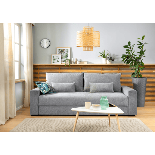 Sofá-cama PIA 3 lugares com arca cinzento