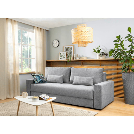 Sofá-cama PIA 3 lugares com arca cinzento
