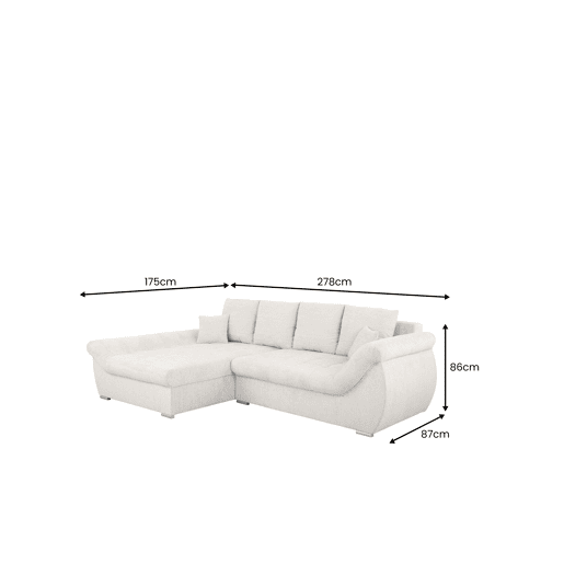 Chaise longue com cama e arca EDEN esquerda 4 lugares branco