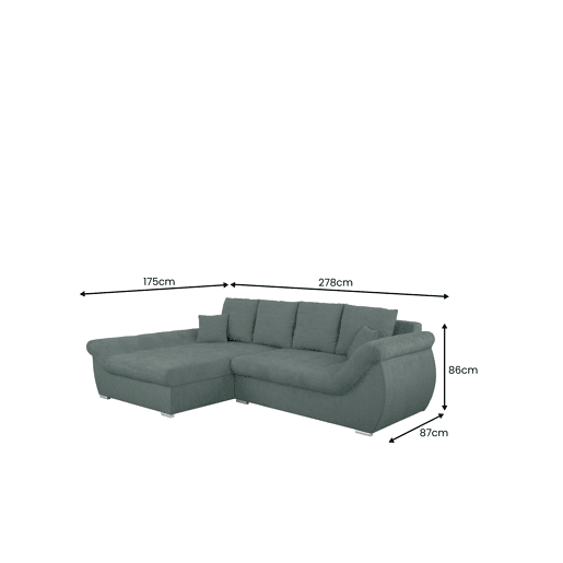 Chaise longue com cama e arca EDEN esquerda 4 lugares verde