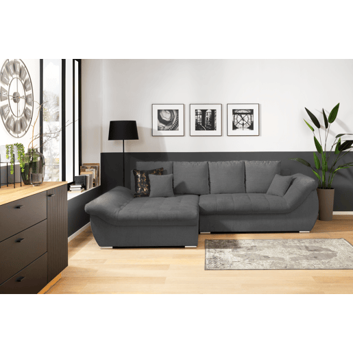 Chaise longue com cama e arca EDEN esquerda 4 lugares antracite