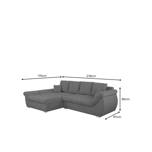 Chaise longue com cama e arca EDEN esquerda 4 lugares antracite