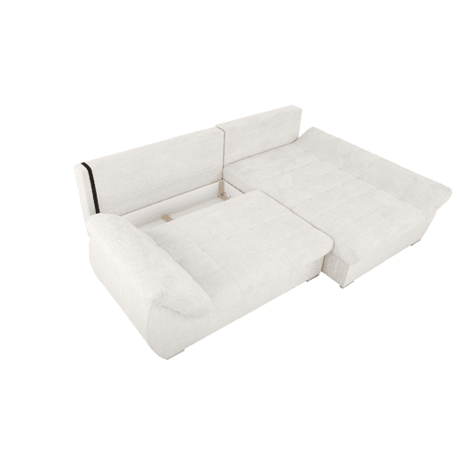 Chaise longue com cama e arca EDEN dereita 4 lugares branco