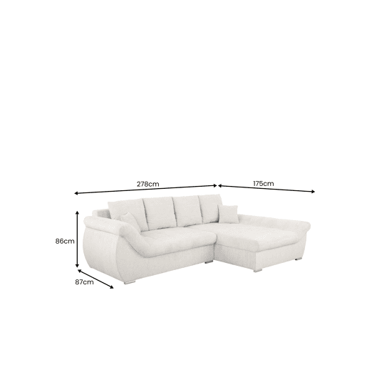Chaise longue com cama e arca EDEN dereita 4 lugares branco