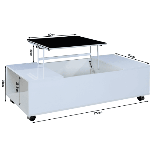 Mesa de centro elevável branco SAM Mesa de centro elevável branco SAM