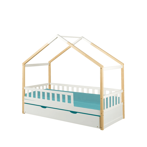 Cama nido de madeira maciça WOOD 90x190cm em branco natural