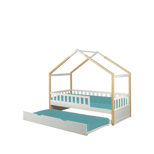 Cama nido de madeira maciça WOOD 90x190cm em branco natural