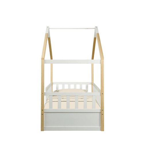 Cama nido de madeira maciça WOOD 90x190cm em branco natural