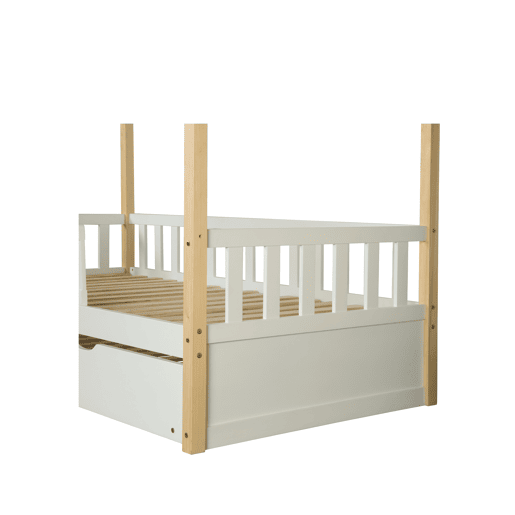 Cama nido de madeira maciça WOOD 90x190cm em branco natural