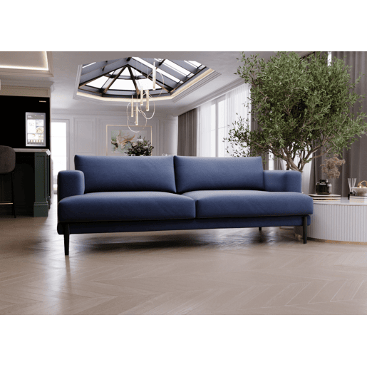 Sofá 3 lugares fixo DELUXE cor azul