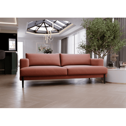 Sofá 3 lugares fixo DELUXE cor terracota