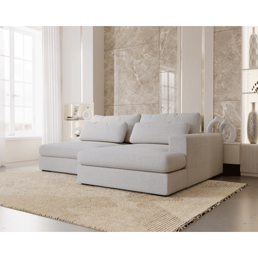 Chaise longue com cama PASSION dereita 3 lugares cinza claro