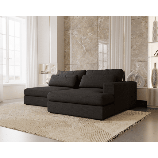 Chaise longue com cama PASSION dereita 3 lugares cinza escuro