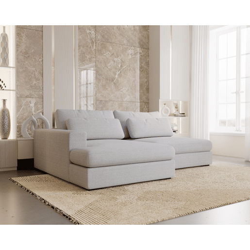 Chaise longue com cama PASSION esquerda 3 lugares cinza claro