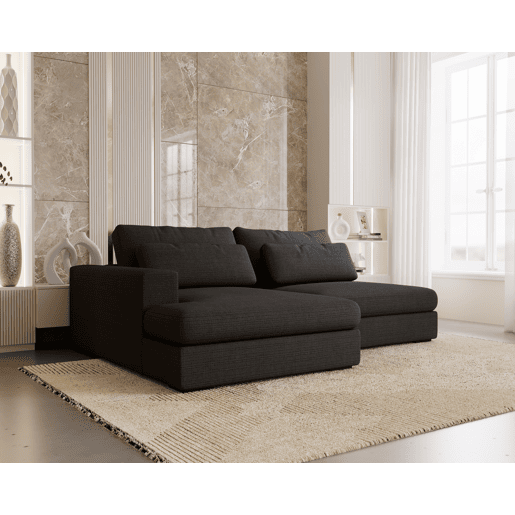 Chaise longue com cama PASSION esquerda 3 lugares cinza escuro