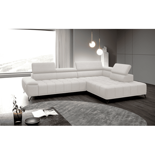 Sofá de canto relax elétrico PALLADIO dereita 5 lugares branco