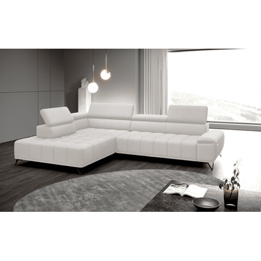 Sofá de canto relax elétrico PALLADIO esquerda 5 lugares branco Sofá de canto relax elétrico PALLADIO esquerda 5 lugares branco