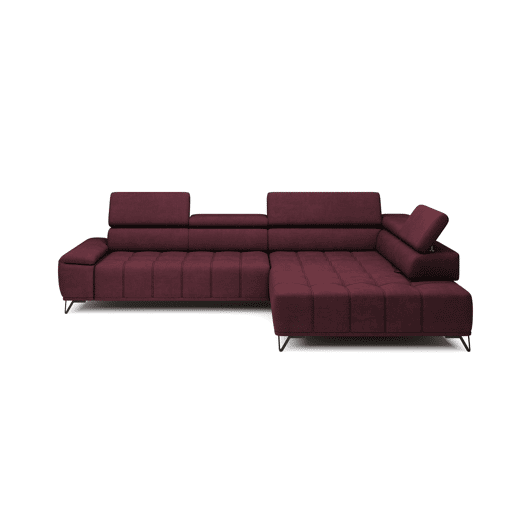 Sofá de canto relax elétrico PALLADIO dereita 5 lugares vermelho