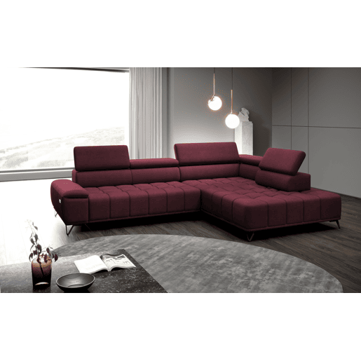 Sofá de canto relax elétrico PALLADIO dereita 5 lugares vermelho