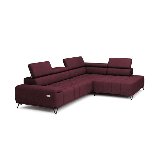 Sofá de canto relax elétrico PALLADIO dereita 5 lugares vermelho