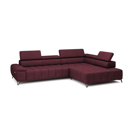 Sofá de canto relax elétrico PALLADIO dereita 5 lugares vermelho