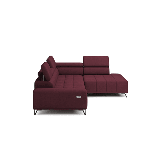 Sofá de canto relax elétrico PALLADIO dereita 5 lugares vermelho