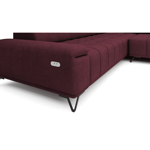 Sofá de canto relax elétrico PALLADIO dereita 5 lugares vermelho