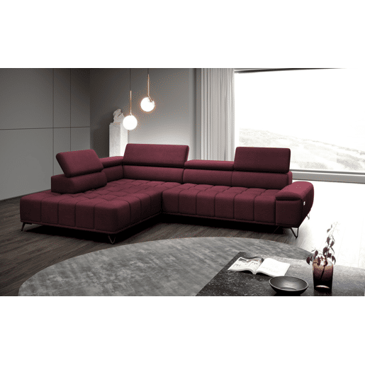 Sofá de canto relax elétrico PALLADIO esquerda 5 lugares vermelho