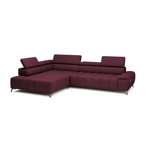 Sofá de canto relax elétrico PALLADIO esquerda 5 lugares vermelho