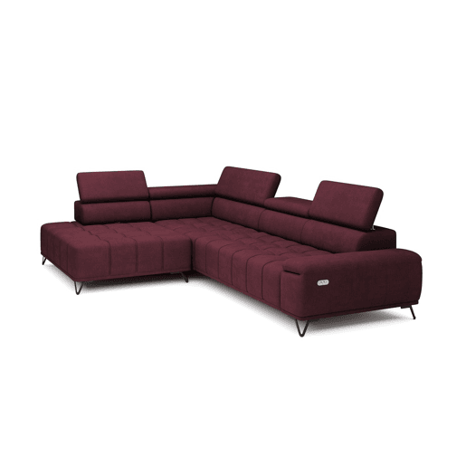 Sofá de canto relax elétrico PALLADIO esquerda 5 lugares vermelho