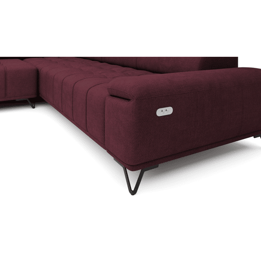 Sofá de canto relax elétrico PALLADIO esquerda 5 lugares vermelho