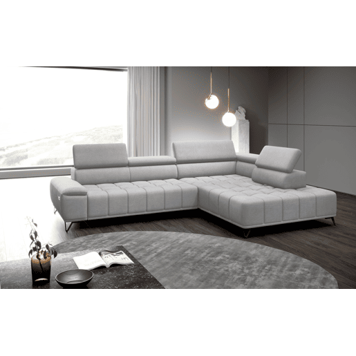 Sofá de canto relax elétrico PALLADIO dereita 5 lugares cinza claro Sofá de canto relax elétrico PALLADIO dereita 5 lugares cinza claro