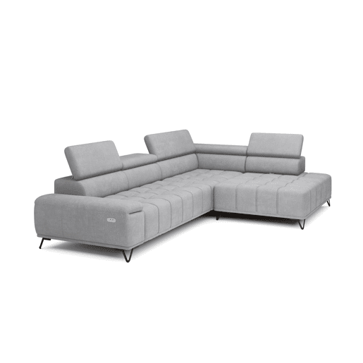 Sofá de canto relax elétrico PALLADIO dereita 5 lugares cinza claro Sofá de canto relax elétrico PALLADIO dereita 5 lugares cinza claro