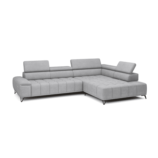 Sofá de canto relax elétrico PALLADIO dereita 5 lugares cinza claro Sofá de canto relax elétrico PALLADIO dereita 5 lugares cinza claro