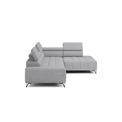 Sofá de canto relax elétrico PALLADIO dereita 5 lugares cinza claro Sofá de canto relax elétrico PALLADIO dereita 5 lugares cinza claro