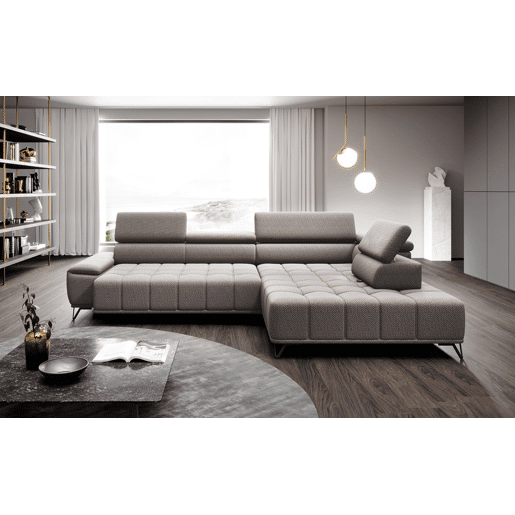 Sofá de canto com relax elétrico PALLADIO dereita 5 lugares vison