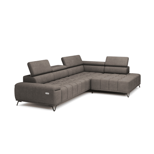 Sofá de canto com relax elétrico PALLADIO dereita 5 lugares vison