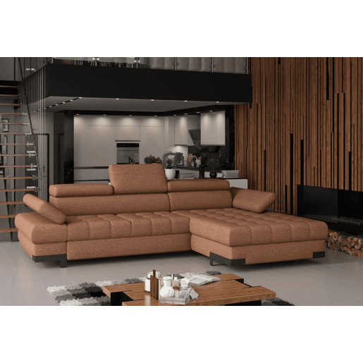 Chaise longue com cama SELVA esquerda 4 lugares terracota