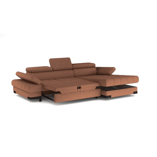 Chaise longue com cama SELVA esquerda 4 lugares terracota