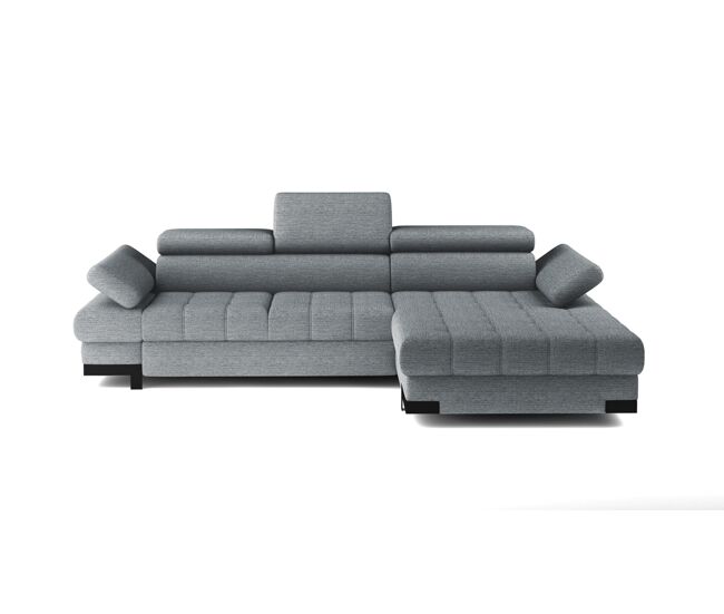 Chaise longue con cama SELVA derecha 4 plazas gris