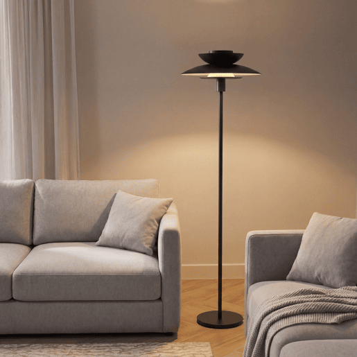 Candeeiro de pé JUPITER preto e dourado 163cm Candeeiro de pé JUPITER preto e dourado 163cm