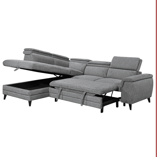 Sofá de canto com cama e arca LEYRE esquerda 4 lugares cinza Sofá de canto com cama e arca LEYRE esquerda 4 lugares cinza