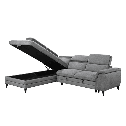 Sofá de canto com cama e arca LEYRE esquerda 4 lugares cinza Sofá de canto com cama e arca LEYRE esquerda 4 lugares cinza
